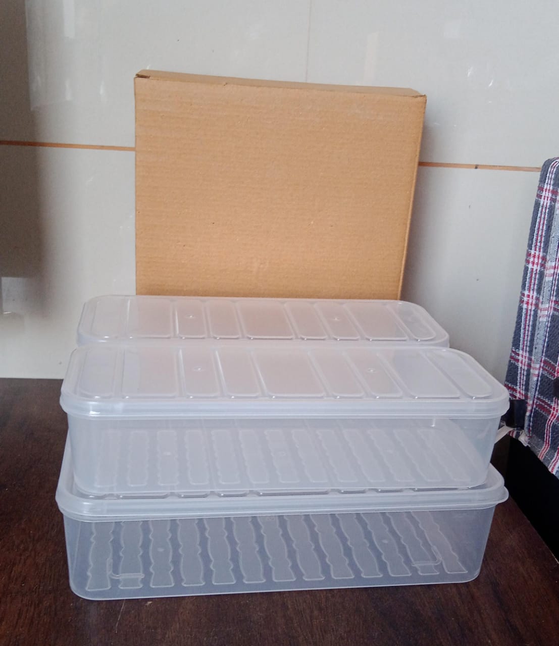 Plastic Food Storage Container for Fridge, fridge storage boxes with Lid Stackable Fridge Storage Containers freeze organizer items and storage, vegetable storage box for fridge, (3 Pcs set) Your Brand