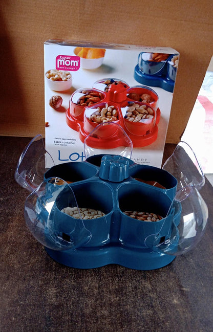 Supermom Lotus Shape Rotating Dry Fruit & Snack Organizer Box Compartments (1 Pc)