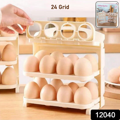 Plastic Foldable Egg Tray | 24 Grid Egg Storage Box (1 Pc) Your Brand