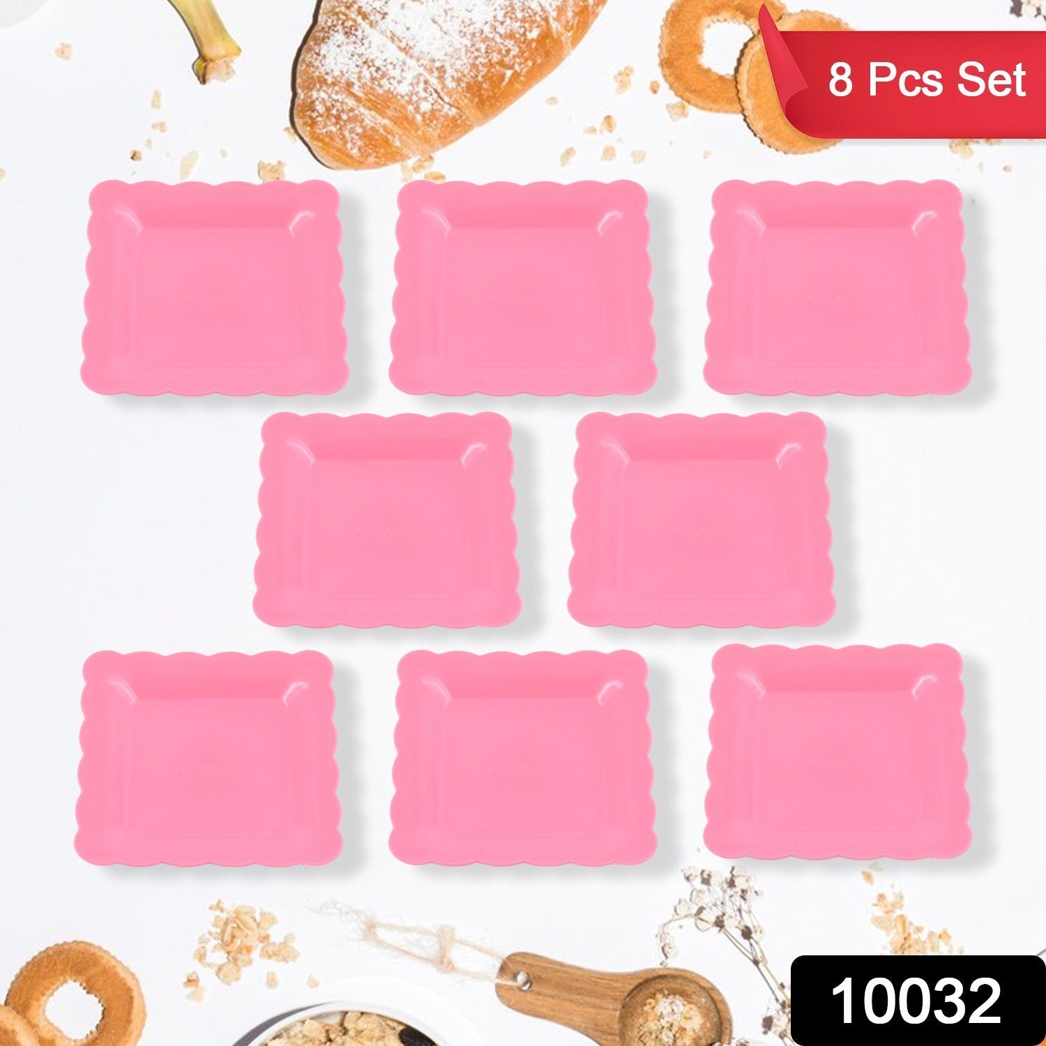 Square Plastic Dinner Plate Snacks / Breakfast, Restaurant Serving Trays Home School Coffee Hotel Kitchen Office (8 Pcs Set) Your Brand