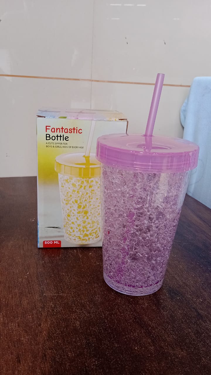 Plastic Reusable Sipper Tumbler with Lid and Straw (1 Pc / 500 ML / Mix Color / 1 Pc) Your Brand