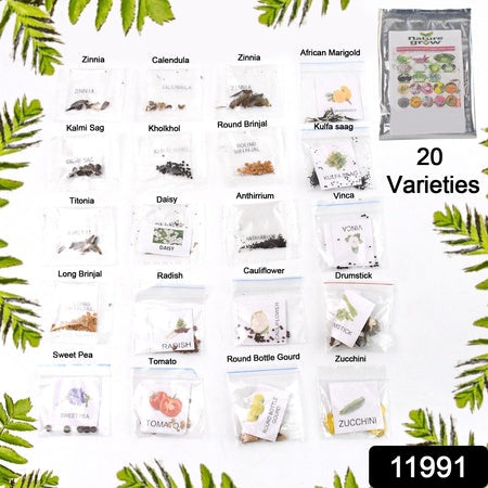 20 Varieties Of Vegetable  Flower Seeds Combo (1 Pkt.  20 Varieties) Wukusy