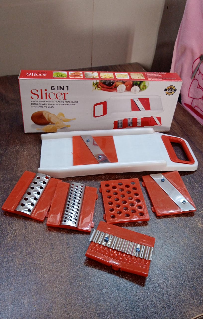 Plastic 6 in 1 Vegetables Slicer, Cutter and Fruit Dicer Grater (1 Set) Your Brand