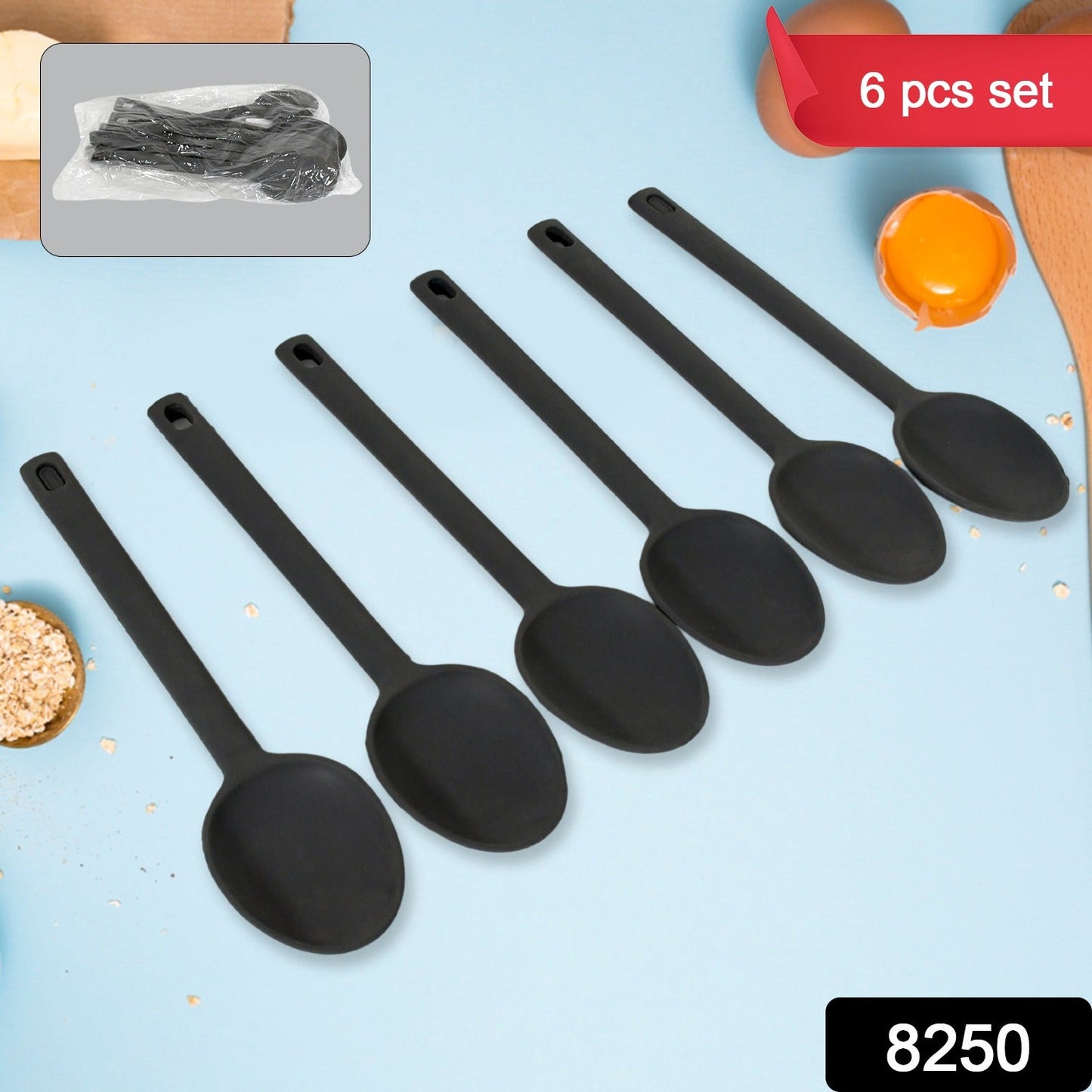 Multipurpose Silicone Spoon, Silicone Basting Spoon Non-Stick Kitchen Utensils Household Heat-Resistant Non Stick Spoons Kitchen Cookware Items For Cooking and Baking (6 Pcs Set) Your Brand