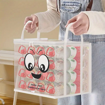 24L Double Window Foldable Fabric Storage Box with Steel Frame – Cartoon Front (Random Color)