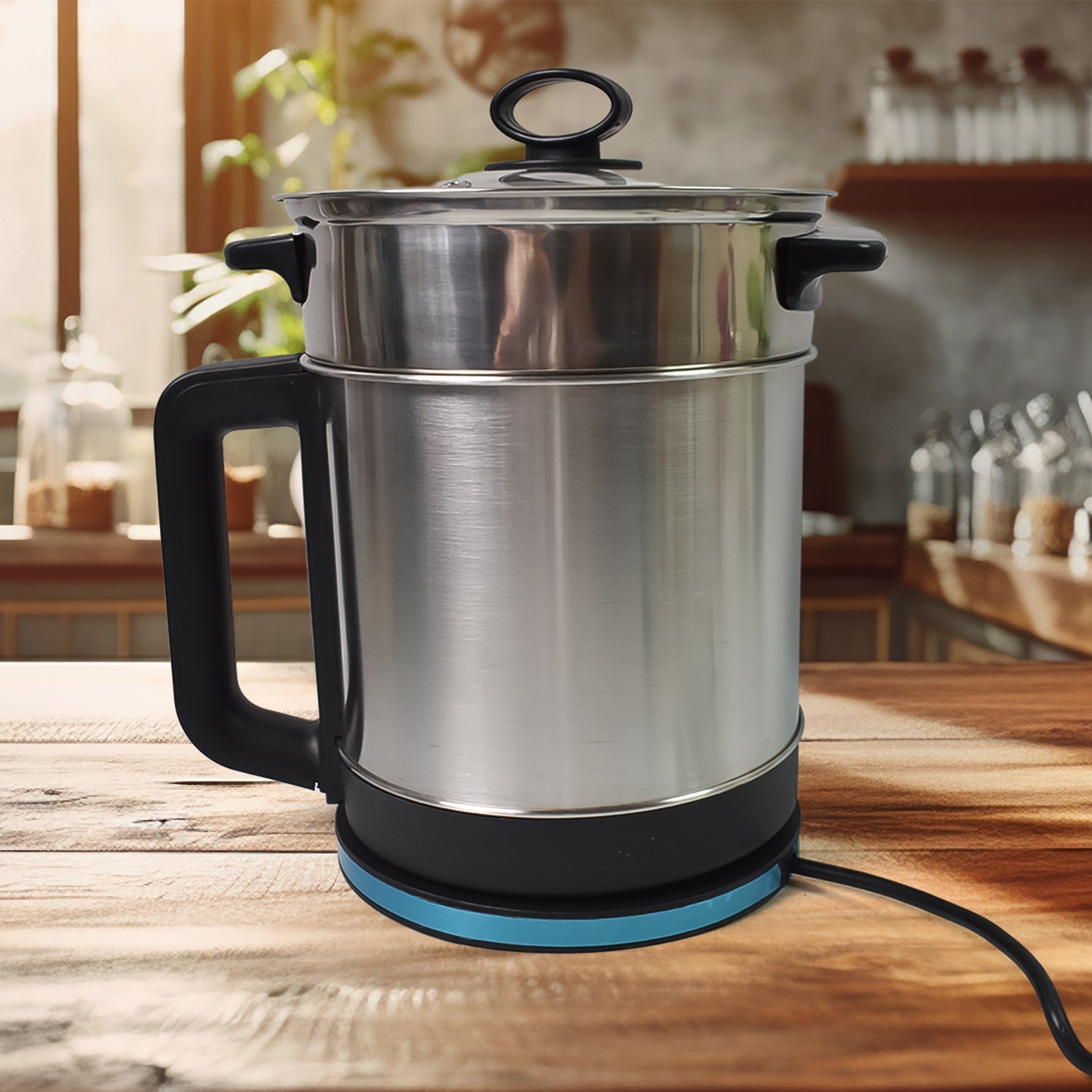 Soup Pot With Lid Stainless Steel Multi Cooker Kettle (800w  2.5 Ltr.) Wukusy