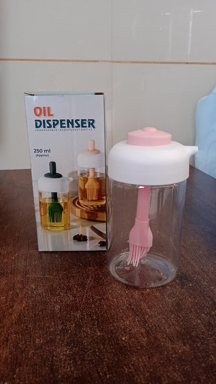 Oil Dispenser with Silicone Oil Brush (1 Pc / With Brush / 250 ML Approx) Your Brand