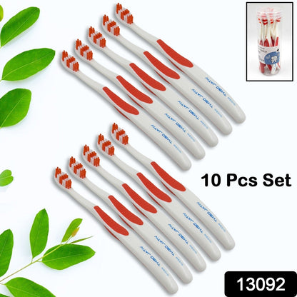 Soft Toothbrush With Plastic Round Box for Men and Women, Kids, Adults Plastic Toothbrush (10 pcs Set) Your Brand