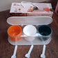 Home Kitchen 3 Grid Seasoning Spice / Masala Box Kit with Spoon (Multicolor / 1 Set)