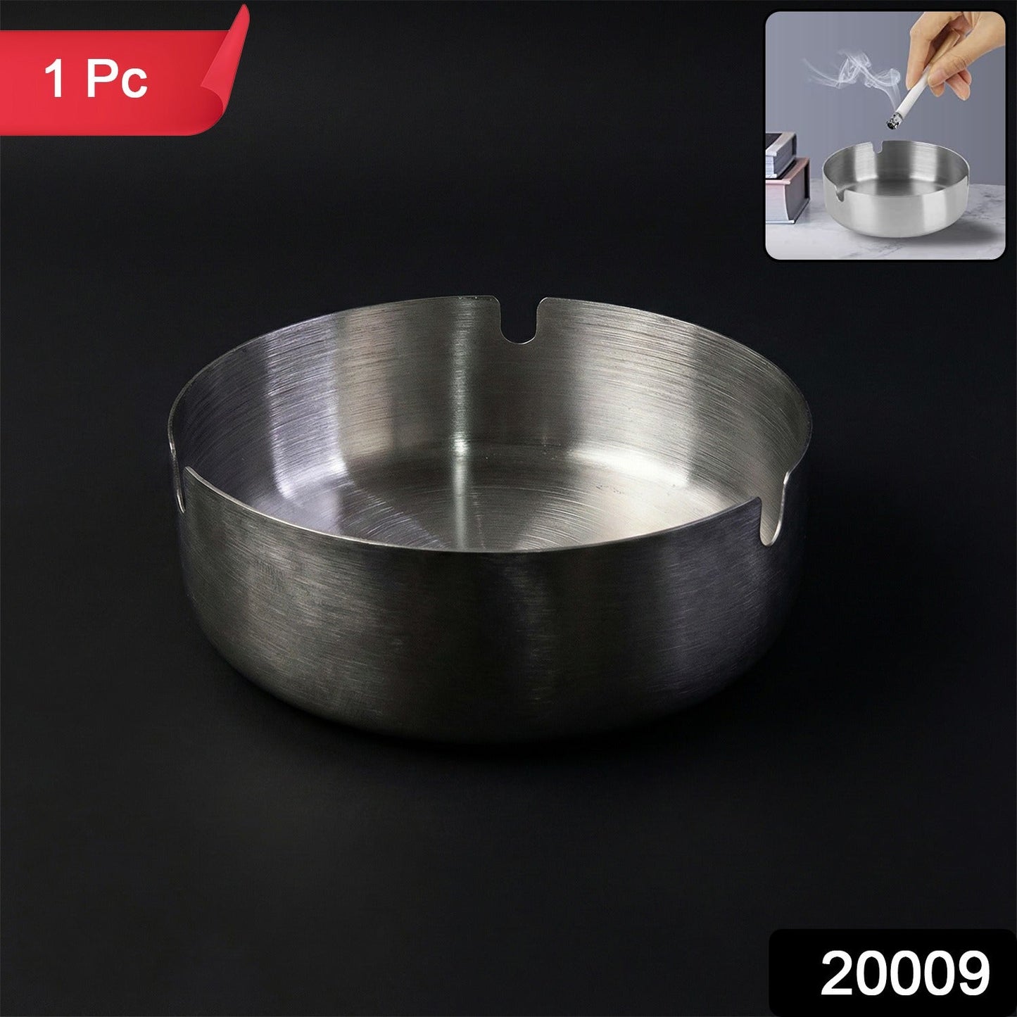 Round Tabletop Cigarette Ashtray with Multiple Rest Slots (1 Pc)