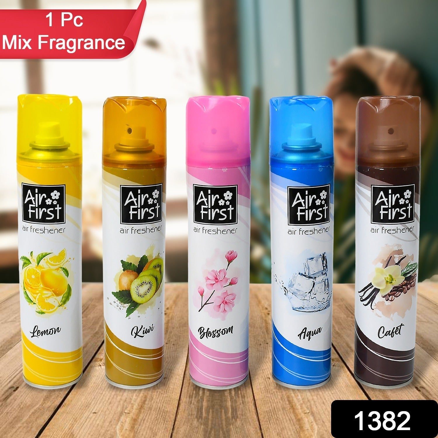 Air Freshener  | Used In Office, Home, Hotels, Banquets, Carpet Etc, Room Spray Air Freshener, Mix Fragrance Lemon, Kiwi, Blossom, Aqua, Cafet (300 Ml Approx / 1 Pc) Your Brand