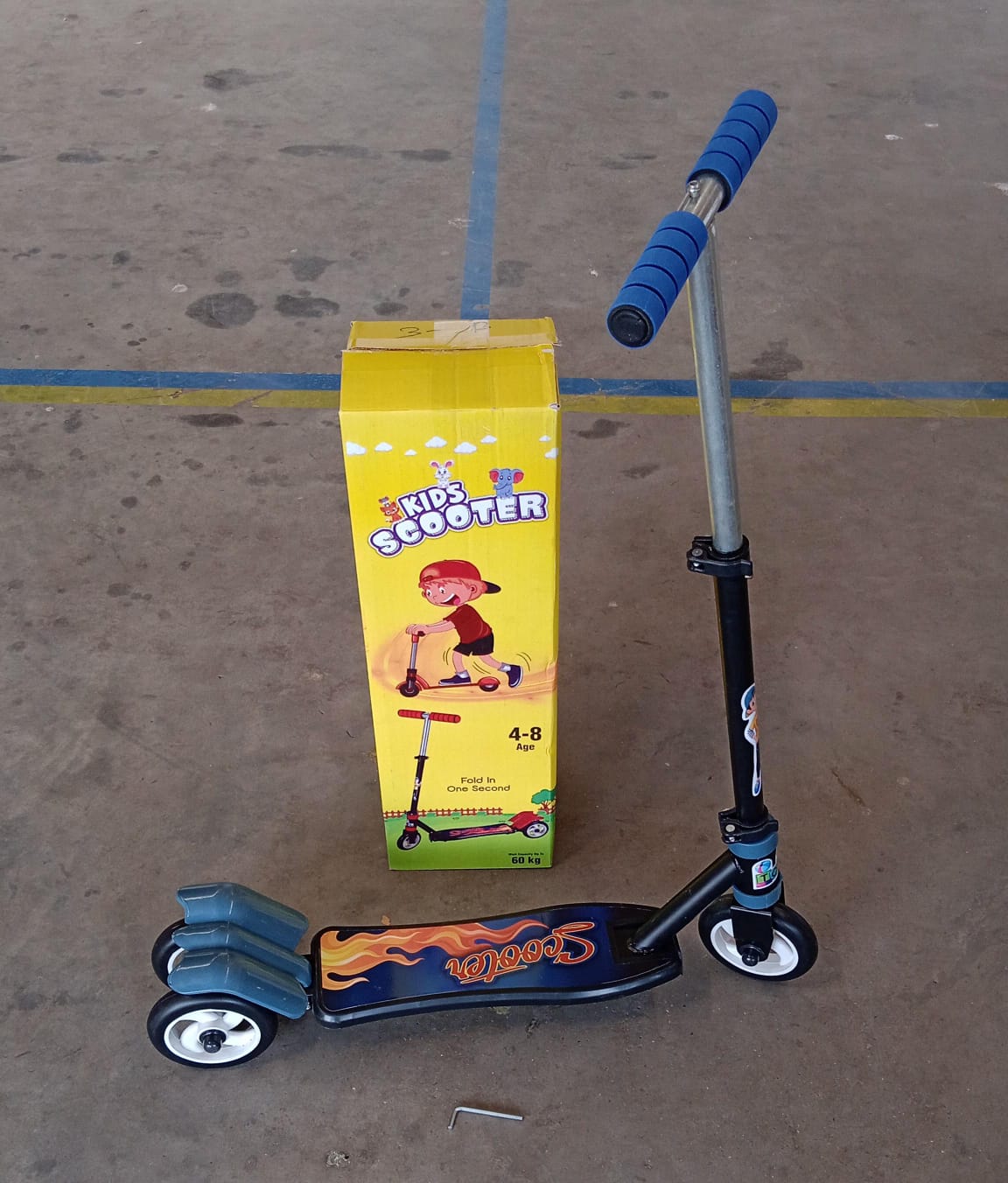 Basic Kids Ride On Leg Push Scooter for Boys and Girls (4 - 8 Years Old Kids) Foldable Scooter Cycle with Height Adjustment for Boys and Girls Multicolor (1 Pc / 3 Wheel)  Your Brand