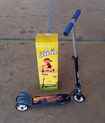 Basic Kids Ride On Leg Push Scooter for Boys and Girls (4 - 8 Years Old Kids) Foldable Scooter Cycle with Height Adjustment for Boys and Girls Multicolor (1 Pc / 3 Wheel)  Your Brand