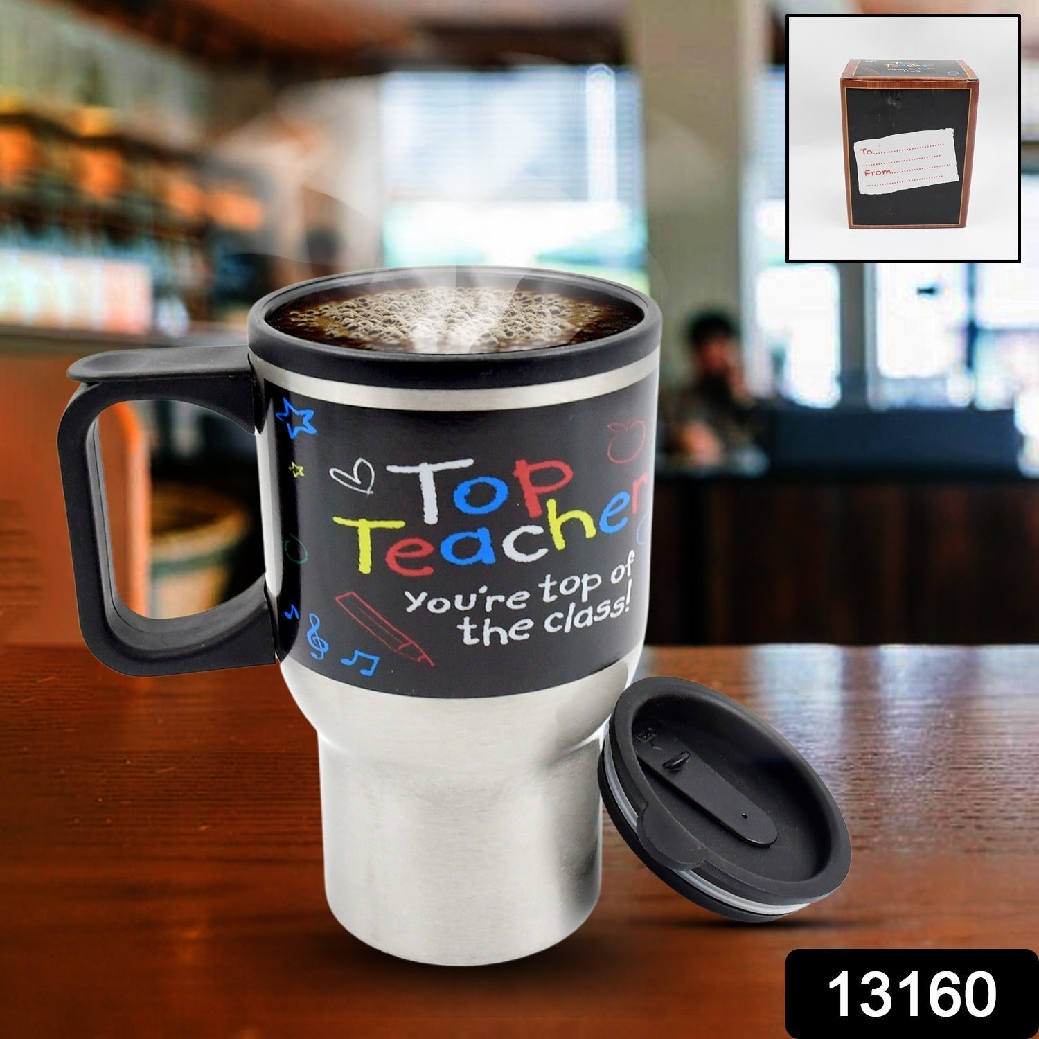 Stainless Steel Vacuum Glass Insulated Glass Coffee Cups Double Walled Travel Mug, Car Coffee Mug (With Lid & Handle) Your Brand