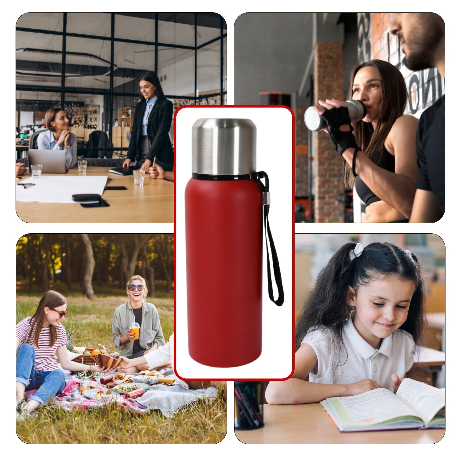 Stainless Steel Water Bottle, Fridge Water Bottle, Stainless Steel Water Bottle Leak Proof, Rust Proof, Cold & Hot Thermos steel Bottle| Leak Proof | Office Bottle | Gym | Home | Kitchen | Hiking | Trekking | Travel Bottle (Approx 600ML) Your Brand
