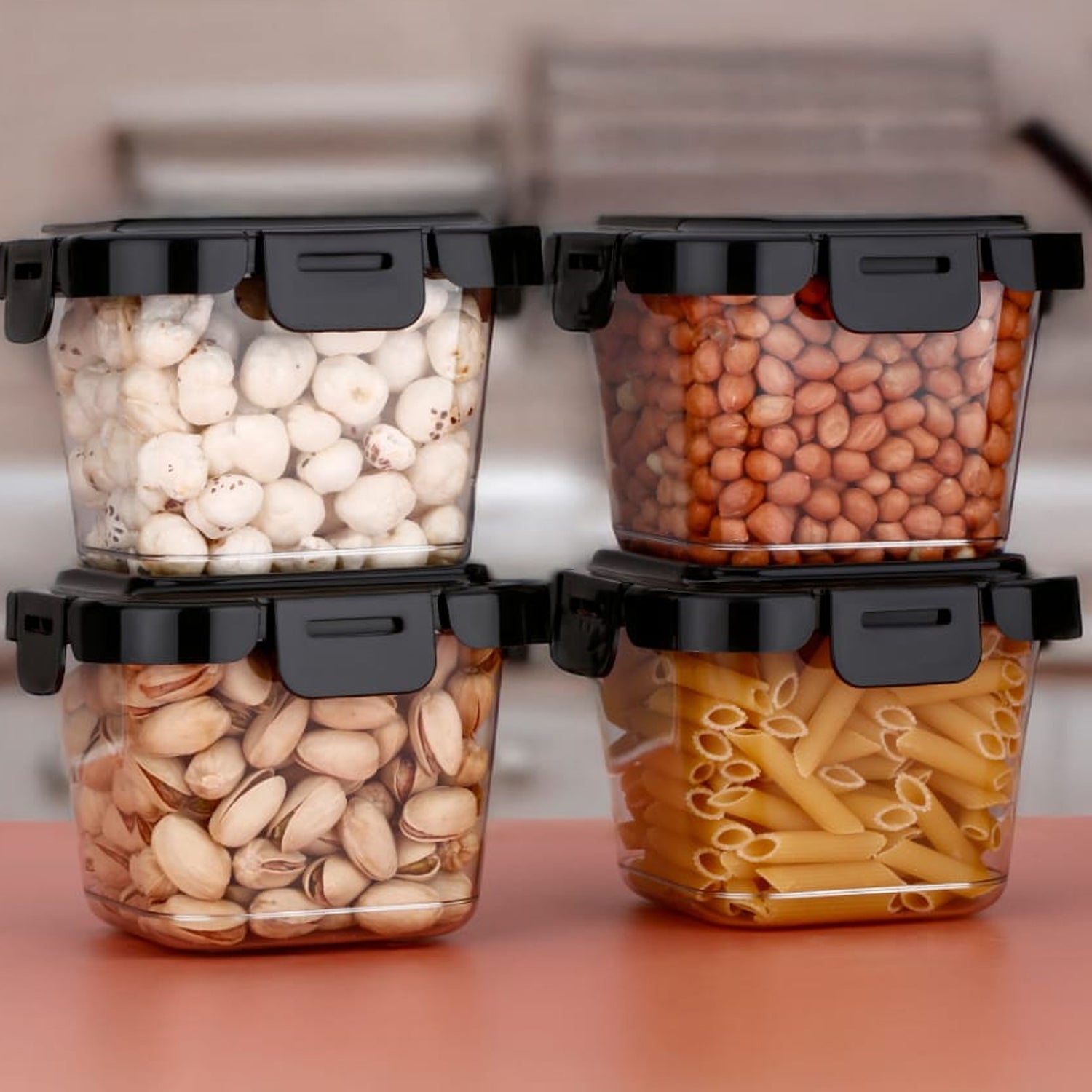 Plastic Food Storage Containers With Lid (4 Pcs Set  500 Ml) Wukusy