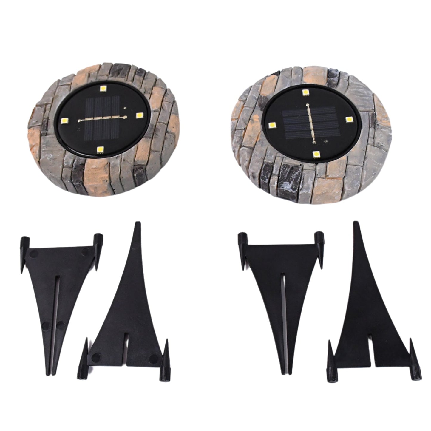 Disk Lights Slate  Heavy Duty Outdoor Solar Pathway Lights  4 Led (2 Pc) Wukusy