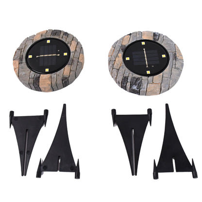 Disk Lights Slate  Heavy Duty Outdoor Solar Pathway Lights  4 Led (2 Pc) Wukusy