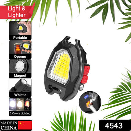 4543 Portable Triangular Shaped Emergency Camping Flashlight With Cigarette Lighter Lumens Rechargeable Waterproof Portable Led Light Camping Keychain 6lighting Modes With Strong Magnet 3 Color Lighting For Travel Camping Walking Wukusy