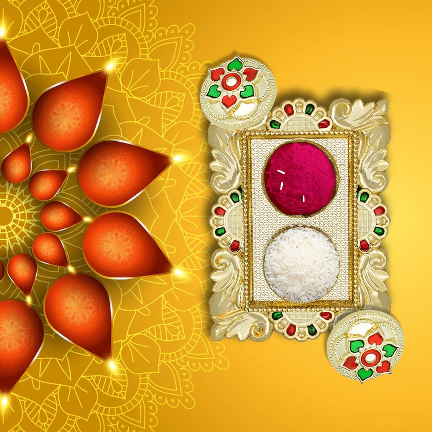 Rakasha Bandhan Special Puja Thali, Kumkum Thali Holder, Pooja Return Gift, Indian Housewarming Gifts, Brother / Bhai / Bhabhi / Sister / Family  Rakhi for Rakshabandhan, Diwali Your Brand