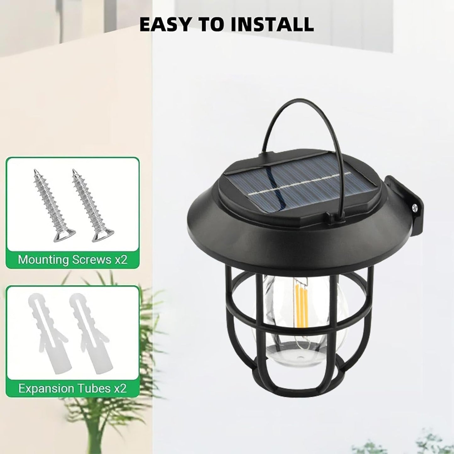 Solar Lantern Wall Lights Fixtures With Motion Sensor (1 Pc) Wukusy