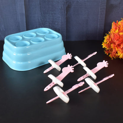 6 Cavity Popsicle Molds Plastic Giraffe Shape Ice Moulds (1 Pc) Wukusy