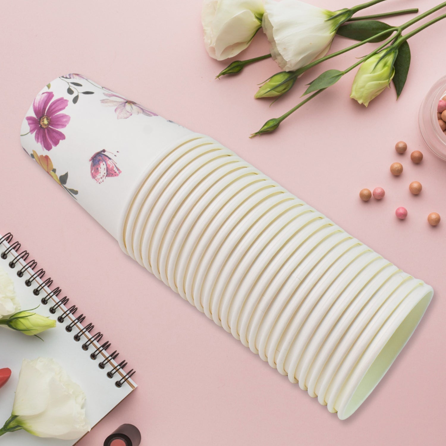 Disposable Paper Cups Disposable Tea Coffee Cups (24 Pcs Set  Mix Color  Design) Wukusy