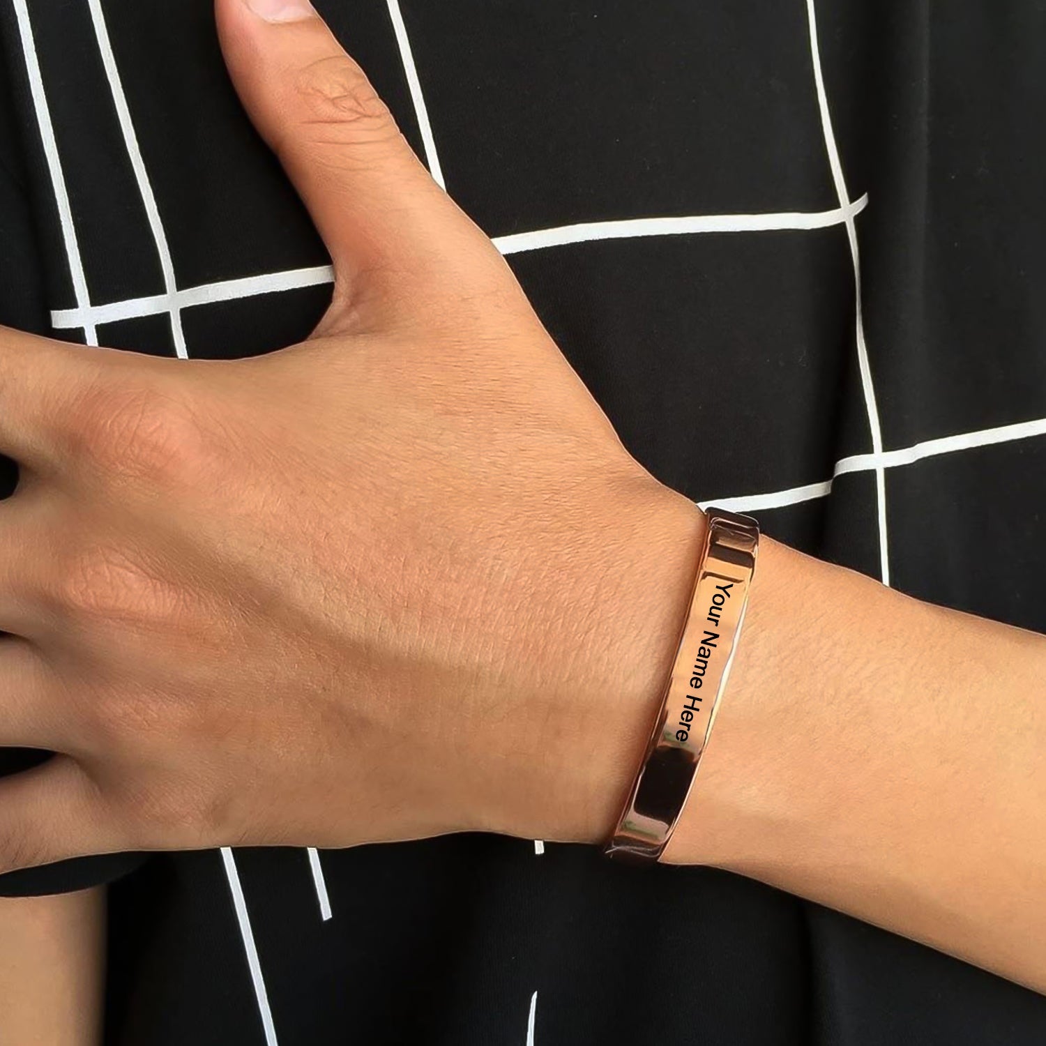 Customized  Personalized Stylish Kada Bracelet (1 Pc  Rose Gold Copper) Wukusy