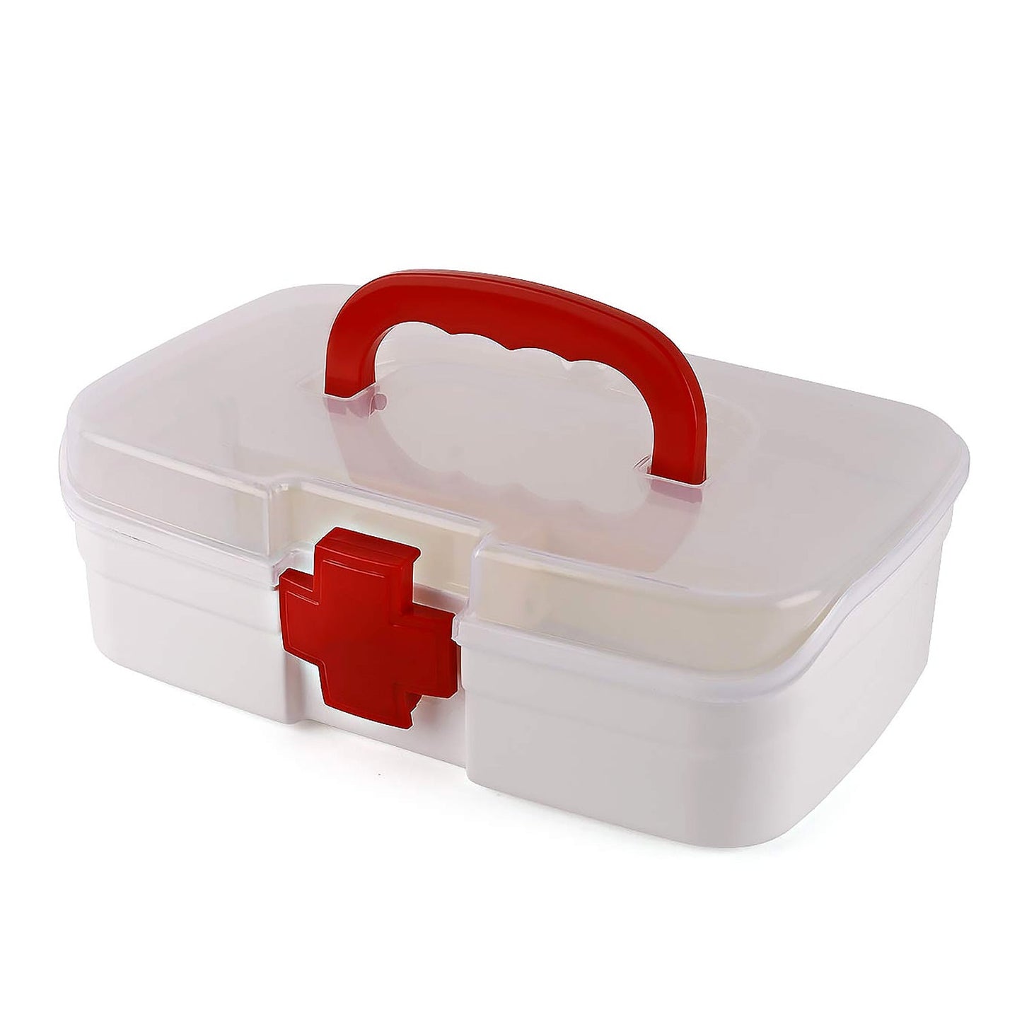12980 3 Compartment Medical Box 1 Piece Indoor Outdoor Medical Utility Medicine Storage Box Detachable Tray Medical Box Multi Purpose Regular Medicine First Aid Box With Handle Transparent Lid  Color Box Wukusy