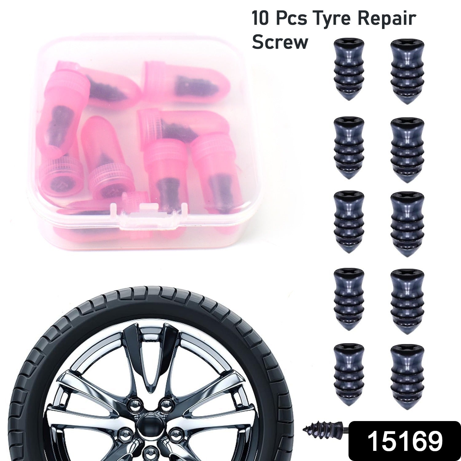 Tire Repair Rubber Nail Car Tire Repair Nails Tire Repair Pink (10 Pcs Set) Wukusy