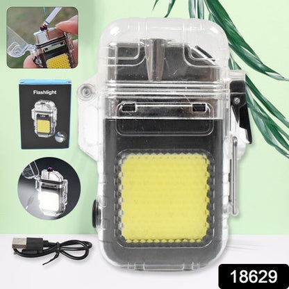 Usb Rechargeable Electric Lighter  3 Modes Cob Flashlight (1 Pc) Wukusy