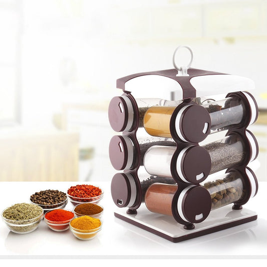2036 Spice Jar Set - Food Grade Plastic 12pcs Spice Jar (Brown Box) Wukusy