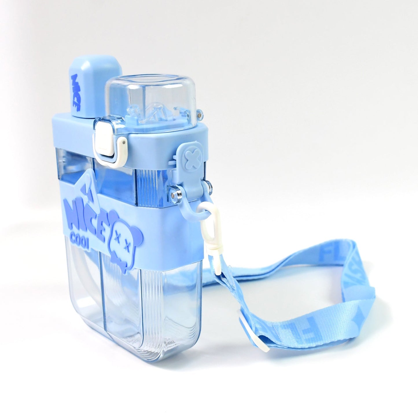 2in1 Dual Compartment Water Bottle With Straw And Adjustable Shoulder Straps (1 Pc  Multi Color) Wukusy