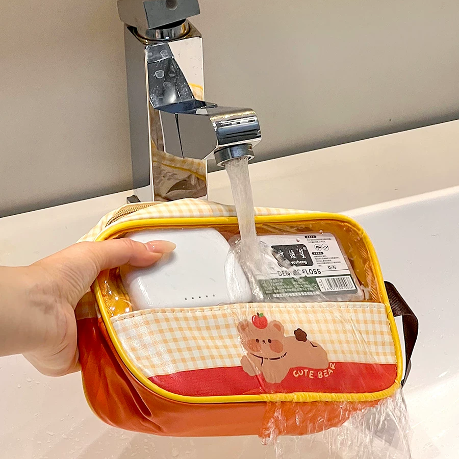 Cute Transparent Travel Cosmetic Pouch (Random Shade)