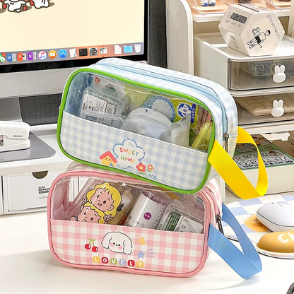 Cute Transparent Travel Cosmetic Pouch (Random Shade)