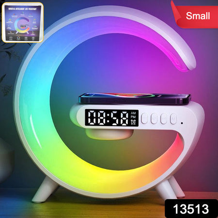 Smart Alarm Clock With G-shape Rgb Light Bluetooth Speaker Wireless Charging (1 Pc) Wukusy