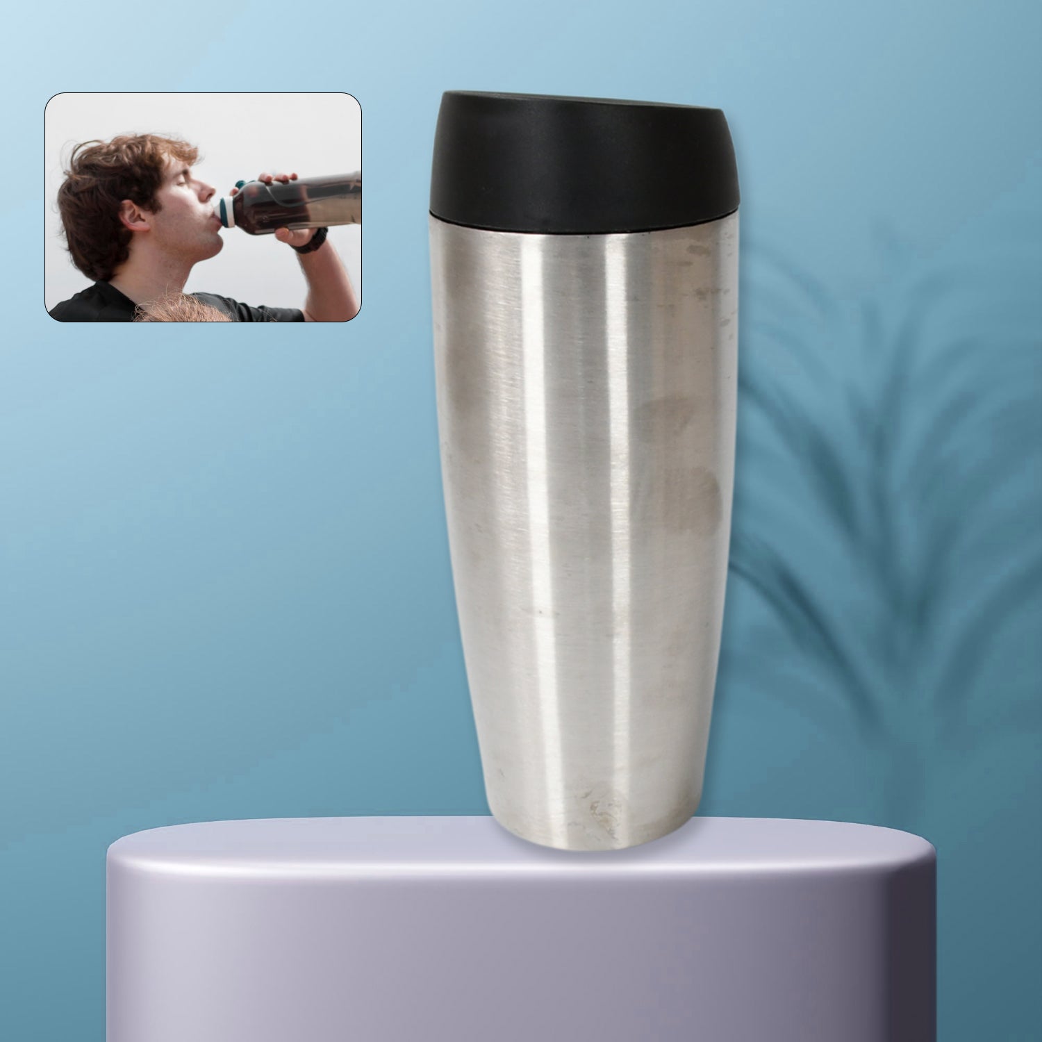13007 Stainless Steel Vacuum Insulated Coffee Cups Double Walled Travel Mug Car Coffee Mug With Leak Proof Lid Reusable Thermal Cup For Hot Cold Drinks Coffee Tea (850ml Approx) Wukusy