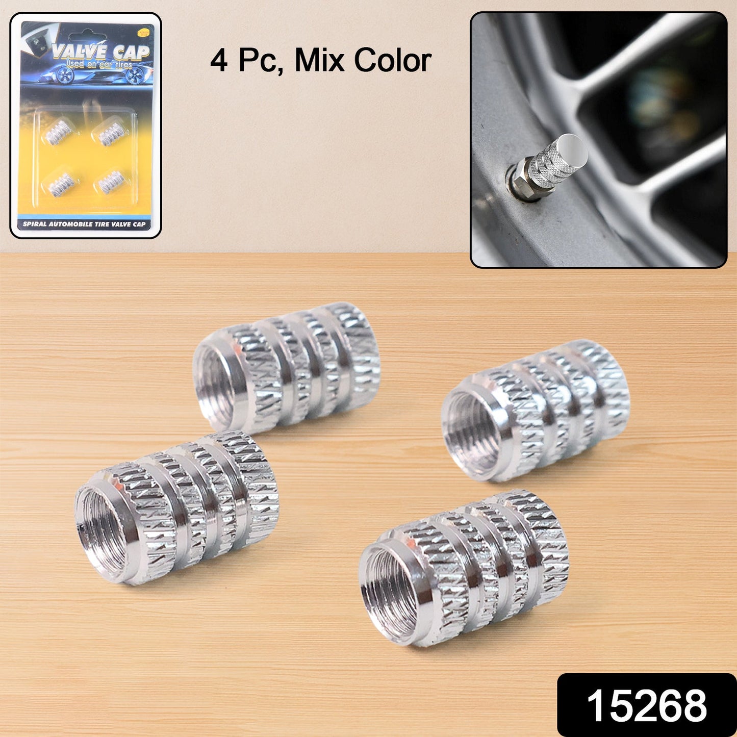 Tire Valve Stem Caps Fit 4pcs Silver