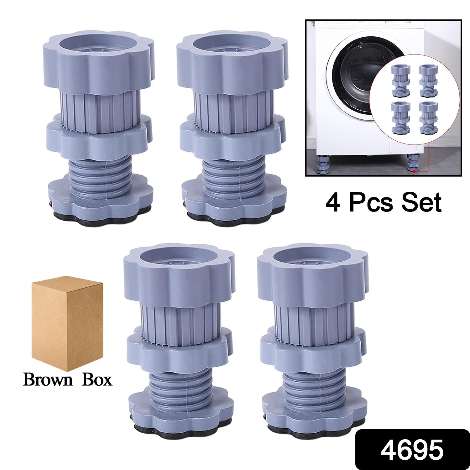 Washing machine support, anti vibration washing machine support adjustable washer anti vibrasion stands, washer & dryer pedestals, Washing Machine Accessory Anti- Skid stand PVC Lifting stand Non-Slip ( 4 Pc Set ) Your Brand
