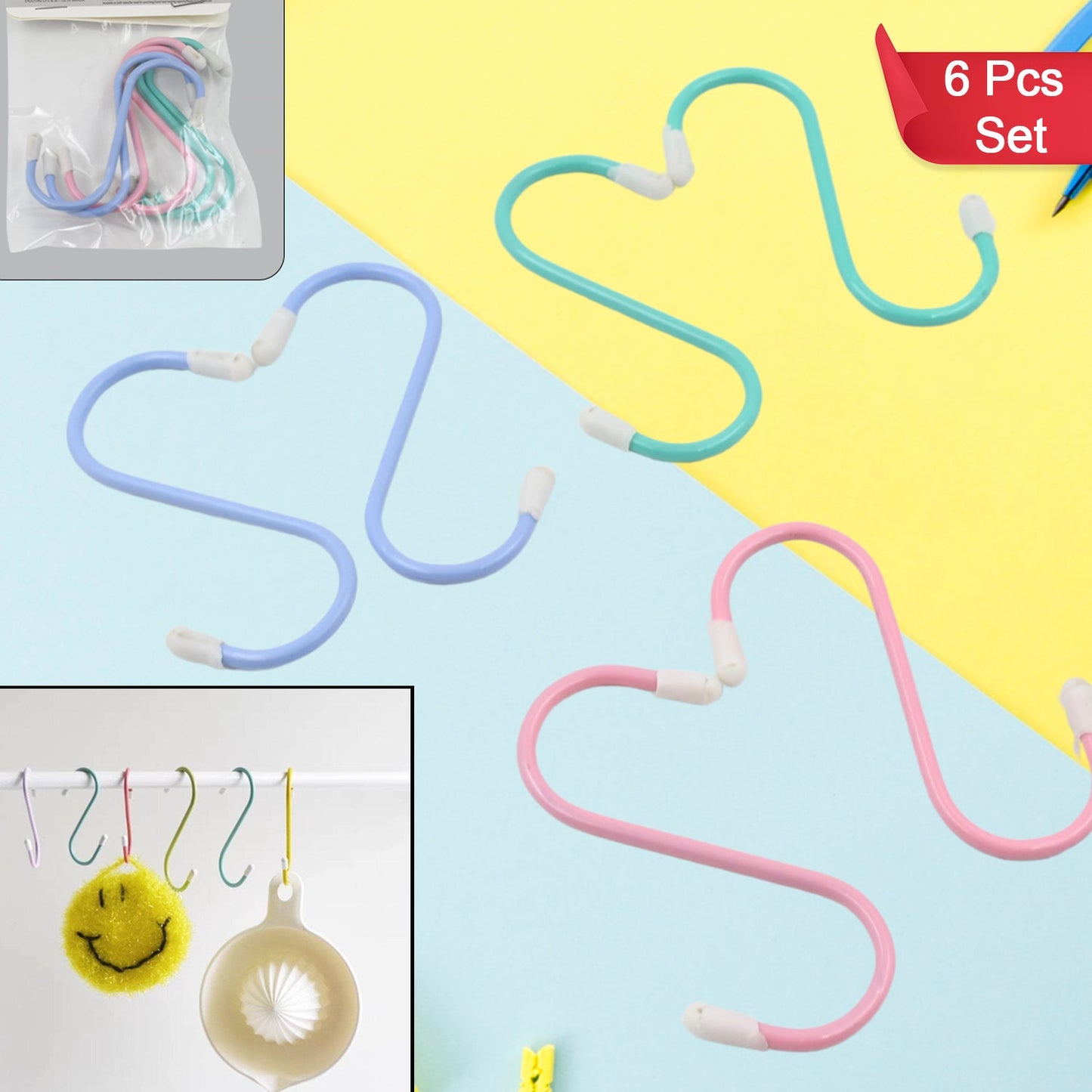 S Shape Metal Hooks for Hanging, Heavy Duty S Shaped Hooks for Hanging Clothes, Metal Hooks for Kitchen, Wardrobe, Work Shop, Bathroom, Garden, Office (6 Pcs Set) Your Brand