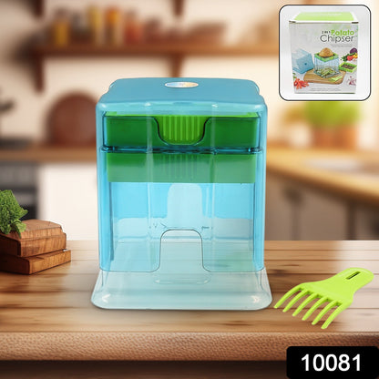 2 in 1 Potato Chipser / Slicer French Fries Maker Finger Chips | Plastic | Two Blades Finger Chips Cutter for Kitchen Accessory Vegetable Fruit Slicer (1 Pc)  Your Brand