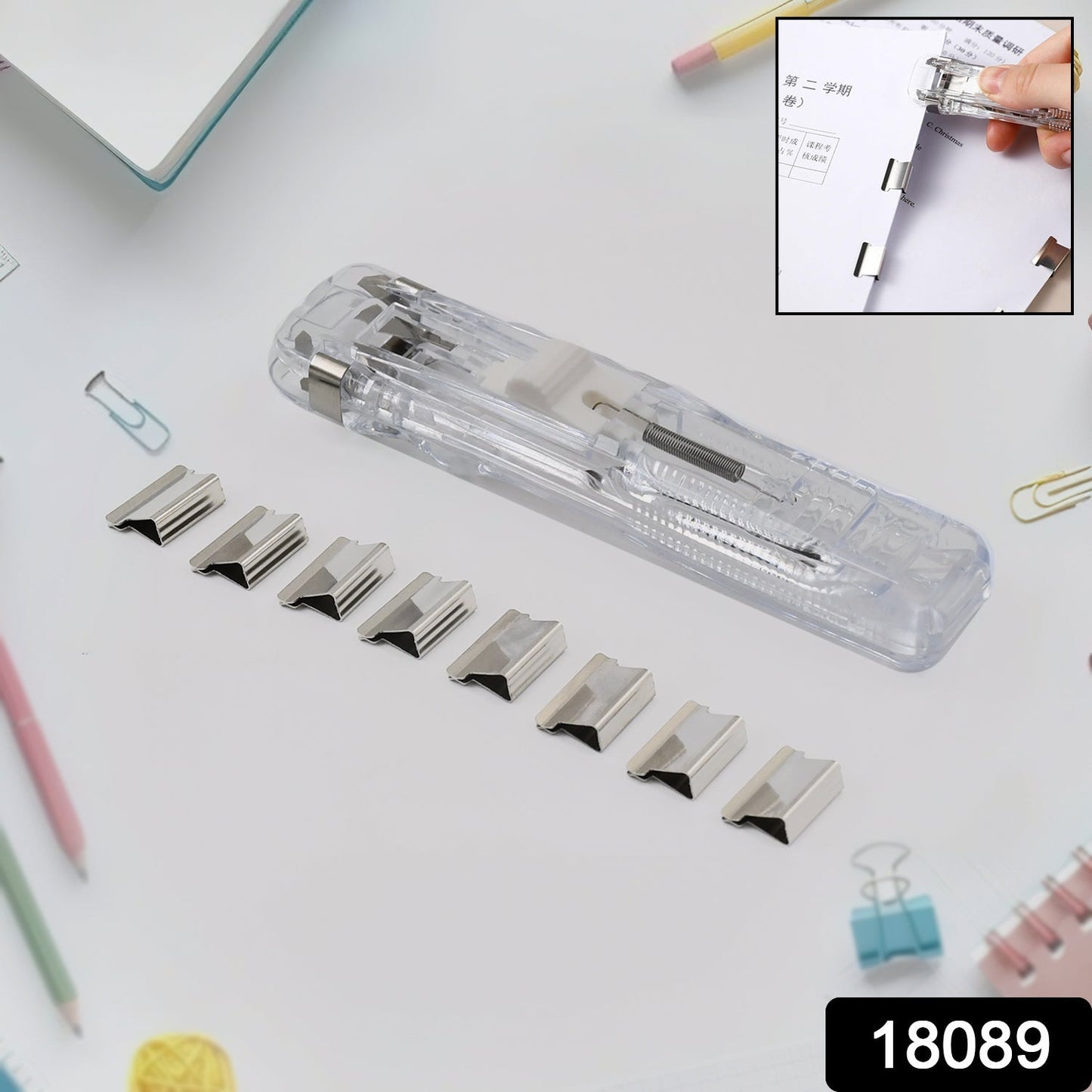 Portable Paper Clamp With 8 Pcs Clip Dispenser Handheld Paper Fast Clam (1 Set) Your Brand