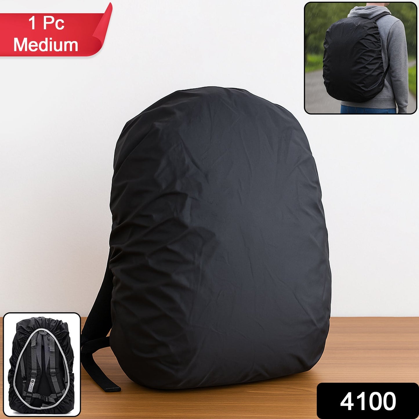 Waterproof Nylon Backpack Rain Cover with Elastic Fit (1 Pc)