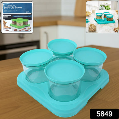 Airtight Container Jar 4 Pc Set with Tray for Kitchen