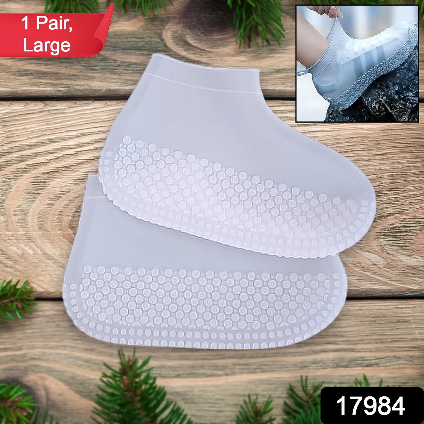 Non-Slip Silicone Rain Reusable Anti skid Waterproof Fordable Boot Shoe Cover (Large Size / 1 Pair / Mix Color) Your Brand