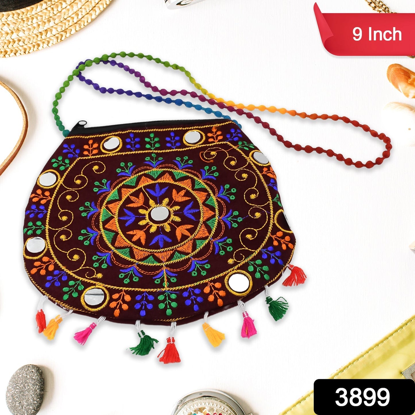 Handcrafted Cotton Embroidered Shoulder Bag / Purse for Girls & women (1 Pc / 9 Inch / Mix Desing) Your Brand