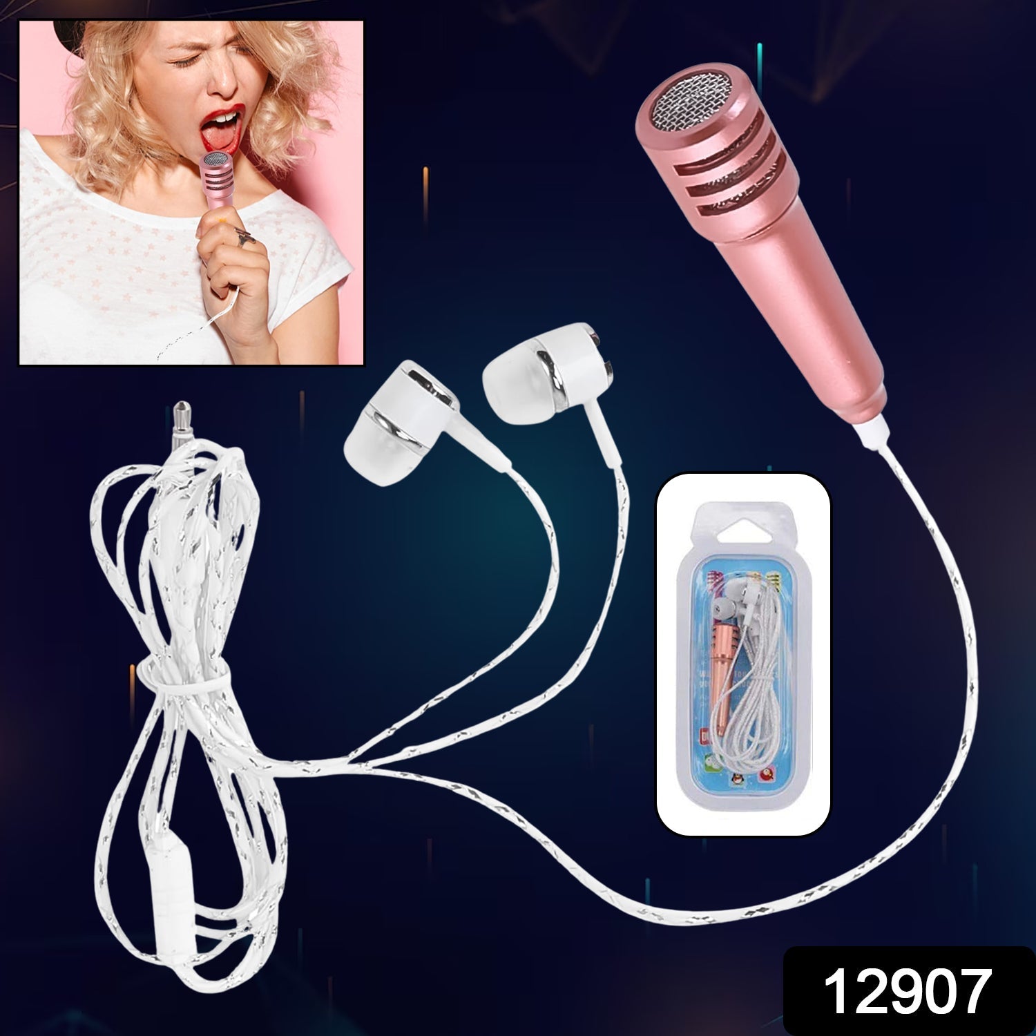 Mini Microphone Mic with Earphone for Voice Recording, Mike Mic Microphone with Handsfree for Mobile Computer, Headphone Handfree Earphone Usb Microphone Vocal Gift Miniature Children (1 Pc) Your Brand