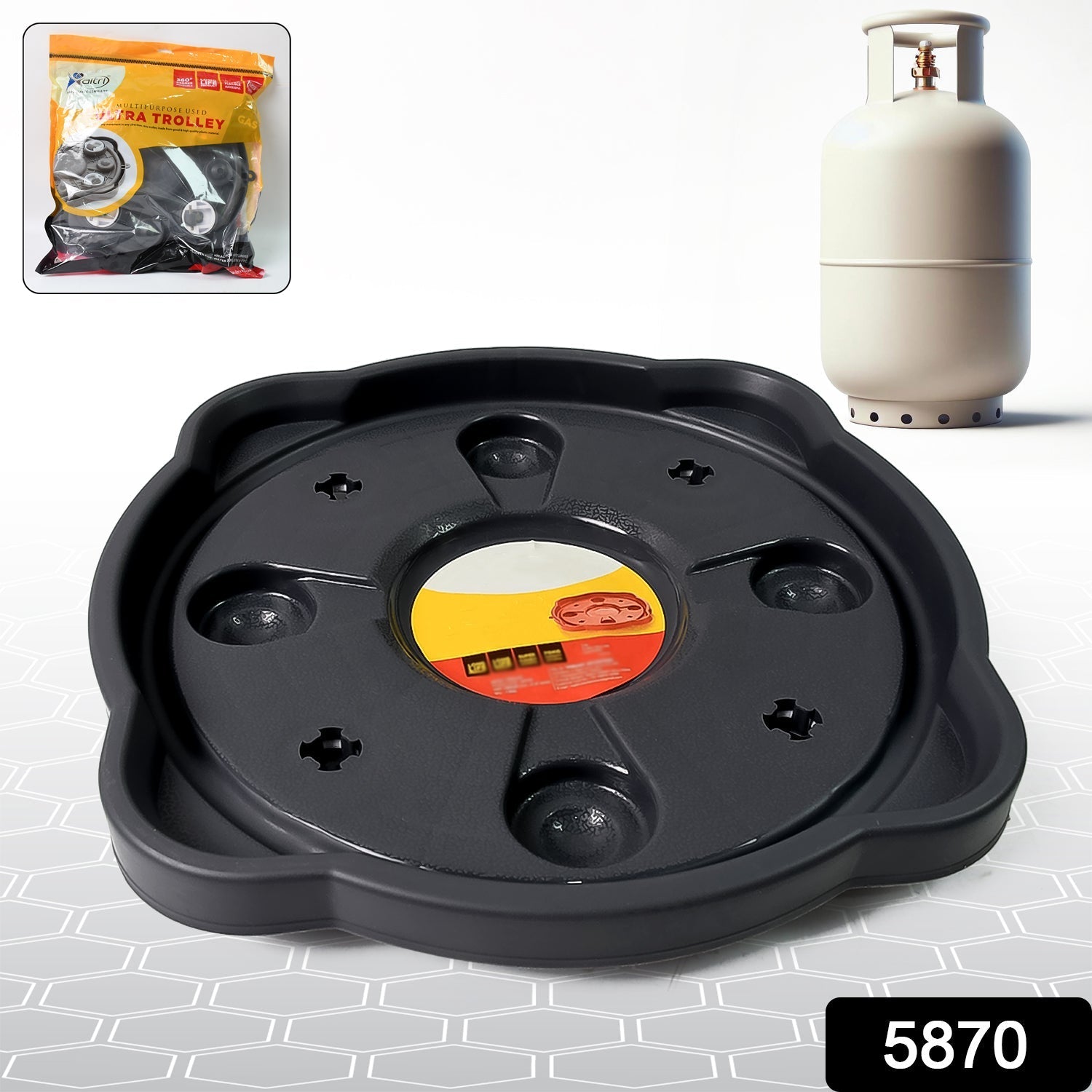 Multipurpose Use, Gas Cylinder Trolley Movable Stand with Wheels, Gas Cylinder Stand, Water Jug Stand, Flower Pot Stand, Oil Tin Your Brand