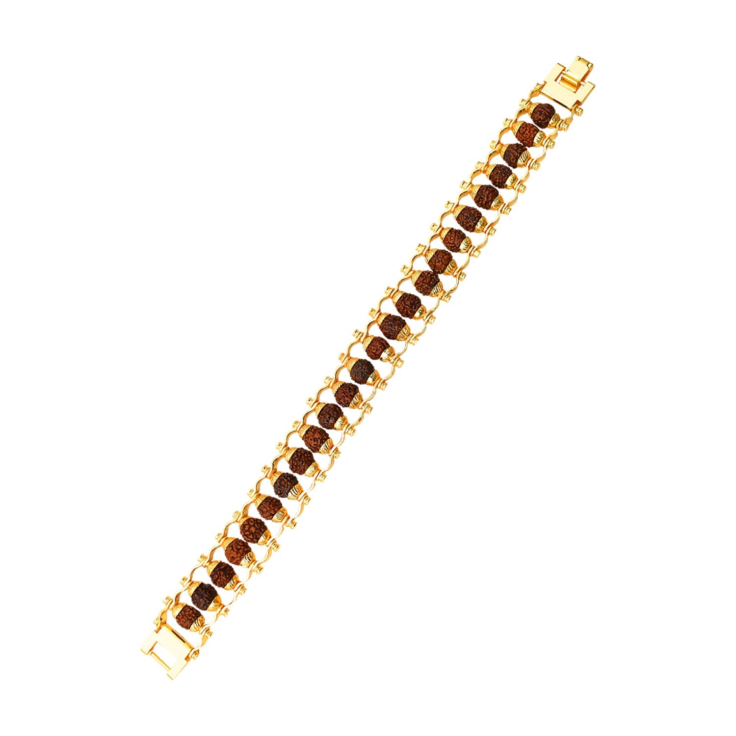 Rudraksha Rakhi For Brother  Golden Modern Rudraksha Bracelet Rakhi (1 Pc) Wukusy