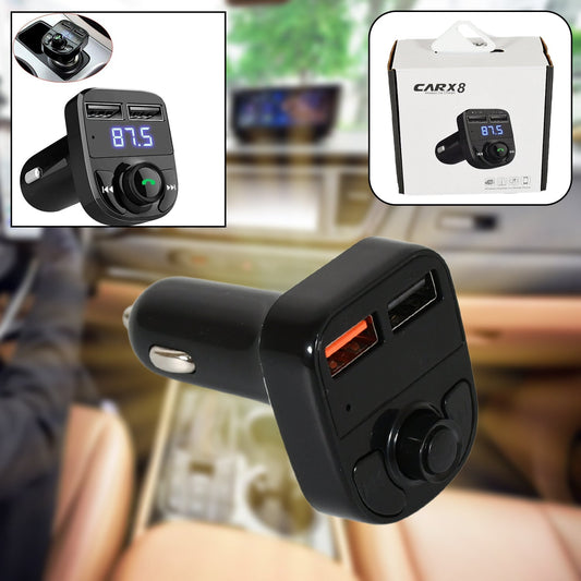 8533 Car-x8 Bluetooth Fm Transmitter Kit For Hands-free Call Receiver  Music Player  Call Receiver  Fast Mobile Charger Ports For All Smartphoneswith 3.1a Quick Charge Dual Usb Car Charger Wukusy